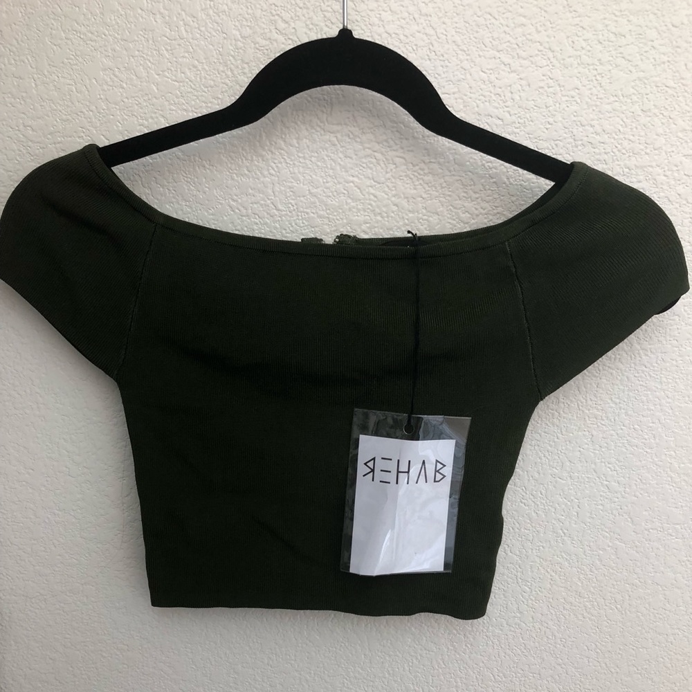 Olive green crop top new! Brand rehab